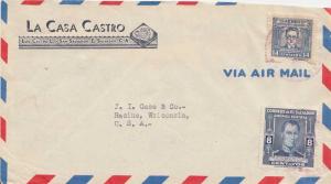 Salvador 8c Belloso and 14c Espino c1946 San Salvador, El Salvador Airmail to...