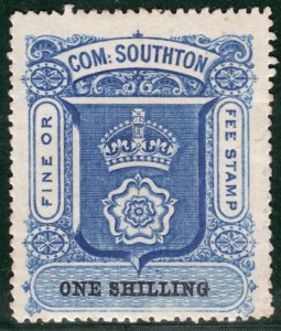 GB HANTS QV Revenue Stamp 1s *COM:SOUTHON FINE OR FEE* Southampton Mint GWHITE48