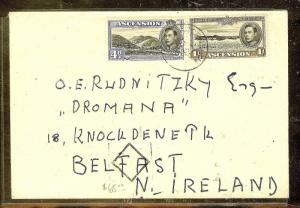 ASCENSION (P0210B) KGVI 4D+1/- COVER TO IRELAND