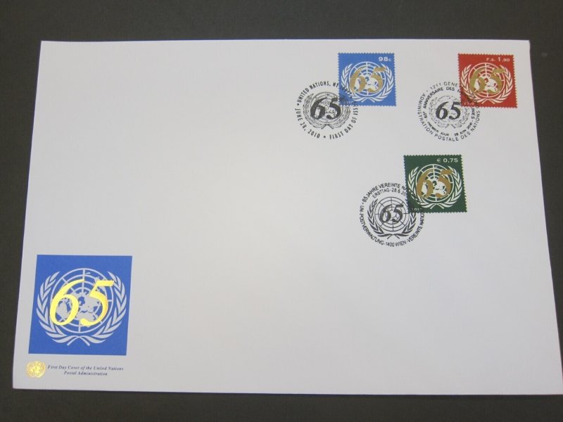 United Nations (NY,Vienna,Geneva) 2010 Sc 474,522,1010 FDC
