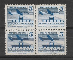 BOLIVIA 1955 PRO AIRPORT AVIATION PLANE 5B BLUE SCOTT RA23 MICHEL Z23 BLOCK MNH