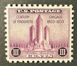 US# 729 Century of Progress Chicago Federal Building 1933 Mint NH