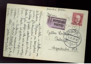 1935 Czechoslovakia Rohrpost RPPC Postcard Cover Ramon Navarro