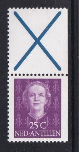 Netherlands Antilles #222a MNH 1979 Juliana 25c + blue cross from Booklet