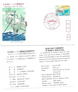 Japan 1969 Sc# 993  Opening of Japan Sea Cable, JSPA FDC