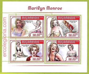 B0585 - MOCAMBIQUE - MISPERF ERROR Stamp Sheet - 2018 - Marilyn Monroe, Cinema-