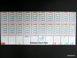 BOBPLATES #2072 LOVE Plate Block of 20 F-VF MNH SCV=$10 ~See Details for #s/Pos