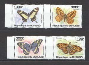 Oz0385 2011 Burundi Butterflies Les Papillons Burundi Set Mnh