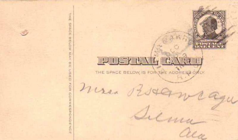 United States U.S. R.P.O.'s Selma & Akron 1909 406-D-3  Postal Card  Spindle ...
