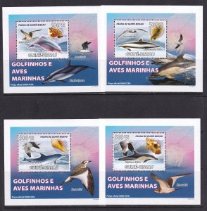 Guinea Bissau 2008 Fish Birds 4 S/Sheets Deluxe Edition MNH