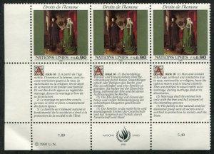 210 UN - Geneva Fs0.90 Human Rights inscription blk/3,  MNH