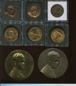 8 MEDALS FAMOUS AVAITORS INCL. LINDBERGH, EARHART, VON HINDENBURG & MORE