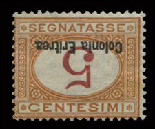 Italian Colonies, Eritrea #J1c (Sass. S14a) Cat€700, 1920-22 5c buff and ma...