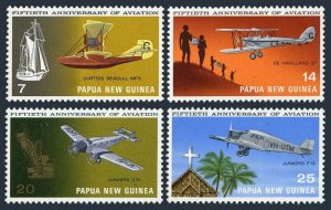 Papua New Guinea 348-351, MNH. Michel 223-226. Aviation in Papua,50,1972. Ships.