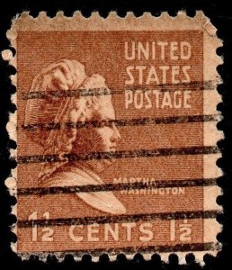 U.S. Scott #805: 1938 1.5¢ Martha Washington, Used, F