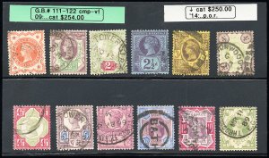 Great Britain Stamps # 111-122 Used VF Victoria Scott Value $254.00