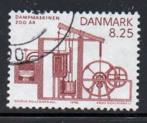 Denmark Sc 912 1990 200th Anniversary Steam Engine  stamp used
