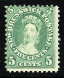 New Brunswick #8 Cat$27.50, 1860 5c yellow green, hinged