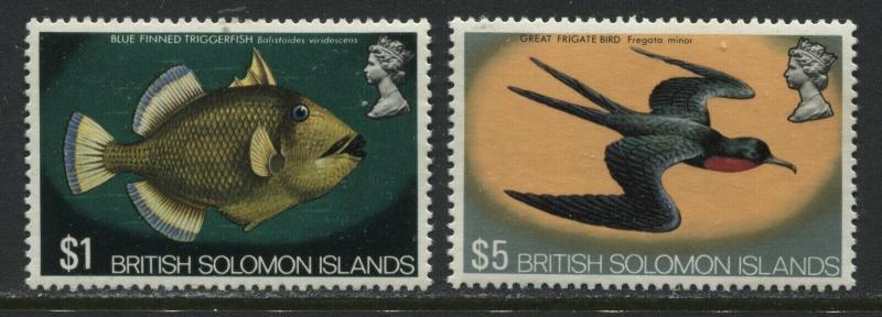 British Solomon Islands QEII 1972 $1 and $5 mint o.g.