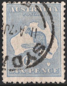 Australia SC#48 6d Kangaroo and Map Single (1915) Used