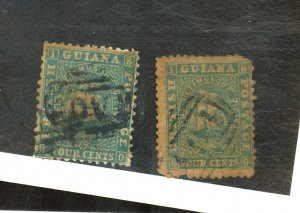 BRITISH GUIANA #44 (2) USED SPACEFILLERS  Cat $160