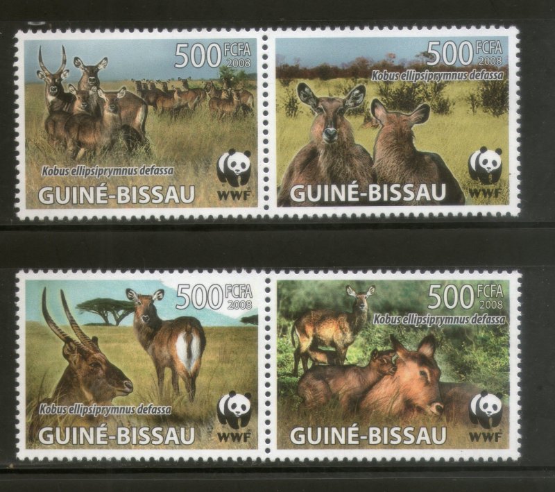 Guinea Bissau 2008 WWF Defassa Waterbuck Wildlife Animal Fauna 4v MNH # 423