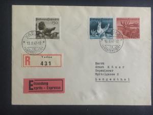 1947 Vaduz Lichtenstein cover to Langenthal # 219-221 Complete Set