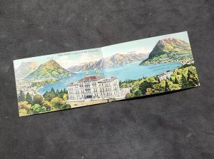 WW1 - WW2 ?? Swiss to Germany double postcard w Helvetia w sword 25 stamp