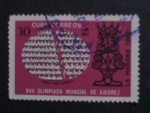 ​CUBA -1966 VERY OLD STAMPS-17TH WORLD CHESS OLYMPICS-HAVANA-USED VERY FINE