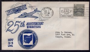 US Aviation 25th Anniversary Exhibition,Dayton Philatelic Society 1951 Cover