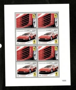 Dominica 2010 - Ferrari Testarossa - Sheet of 8 stamps - Scott #2735 - MNH