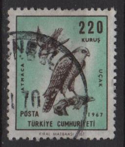 Turkey Airmail 1967 - Scott C47 used - 220k, birds, Kestrel