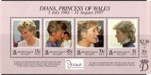 Thematic stamps BR.VIRGIN IS 1998 DIANA SHEETLET OF 4 mint