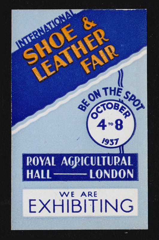 REKLAMEMARKE POSTER STAMP ⭐ SHOE AND LEATHER FAIR LONDON ⭐ 1937