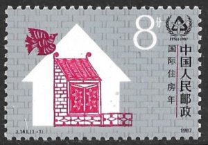 CHINA PRC 1987 International Year for Shelter For The Homeless Issue Sc 2108 MNH