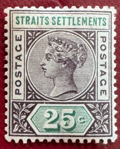 Malaya Straits Settlements 1892-99 QV 25c CA MH SG#103 M5482