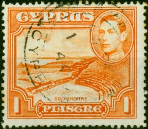 Cyprus 1944 1pi Orange SG154a P.13.5 x 12.5 Fine Used