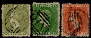 ST. VINCENT QV SG29-31, 1880 1d to 1s PERF 11 to 12½ set, USED. Cat £138.