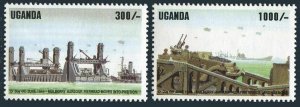 Uganda 1258-1259,1260,MNH.Mi 1380-1381,Bl.218. D-Day,50.1994.Mulberry Harbor.