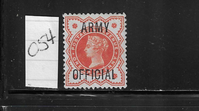 GREAT BRITAIN SCOTT #O54 1896 ARMY OFFICIALS OVPT. 1/2P (VERMILION) MINT LH