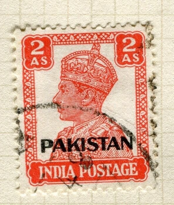 PAKISTAN; 1947 early GVI issue fine used 2a. value