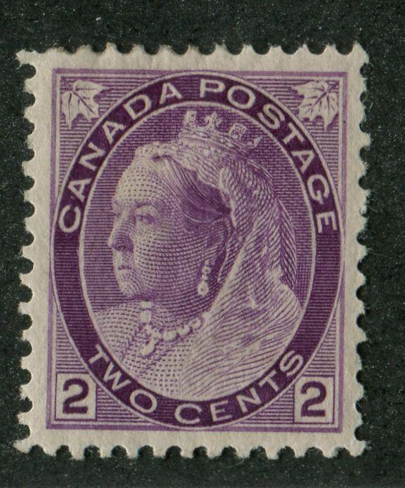 Canada #76i 2c Violet 1898-1902 Numeral  Issue - Toned Vert. Wove Paper VF-78 OG