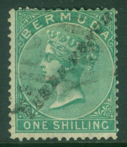 British Colonies - BERMUDA 1874 VICTORIA - Surch. - 3p on 1sh green Sc# 12 used