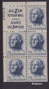 BOBPLATES #1213c Washington Booklet Slogan 3 Upper Left 28514 75% MNH DCV=$60