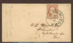 US 11 May 22, 1854 NYC cover contains two, one-page letters to F.L. Upton in Lexington, GA.  Letters are from 2 girls in a board