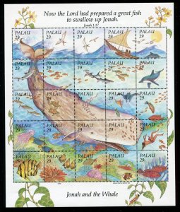Palau 321 Book of Jonah and the Whale Biblical Story Stamp Sheet 1993 MNH 