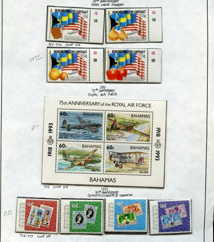 BAHAMAS LOT OF STAMPS   MINT NEVER HINGED & USED --SCOTT VALUE $482.00
