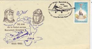 Romania 1985, Flight Entebbe, FDC, unused, airmail