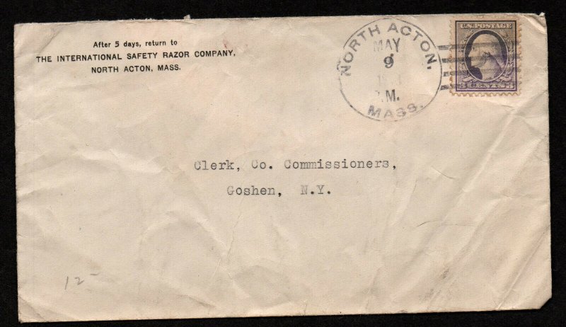 $North Acton Mass DPO 3 Sc#529 May 9, 1918 cover