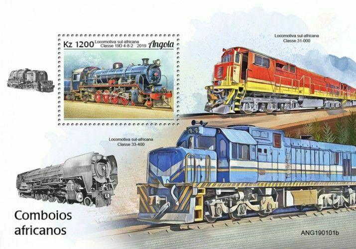 Z08 ANG190101b ANGOLA 2019 African trains MNH ** Postfrisch